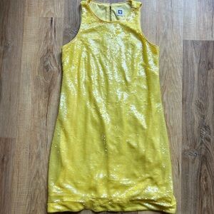 Anne Klein spring summer bright Yellow Sequin Shift Dress